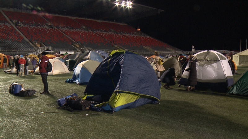 Around 600 participants braved a chilly night in tents on the field at TD Place in Ottawa, Dec. 1, 2016