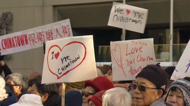 Rally against tower in Chinatown