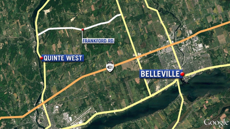 A man has died after being struck by a car on Frankford Road in Quinte West, near Belleville, Ont. just before 8 p.m. on Sunday, Dec. 4, 2016.