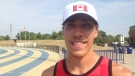 Corey Bellemore at the University of Windsor track after breaking the beer mile world record.