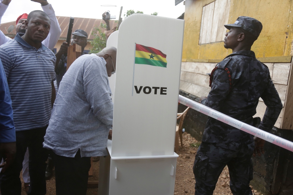 Nana Akufo-Addo voting in Kibi, Ghana