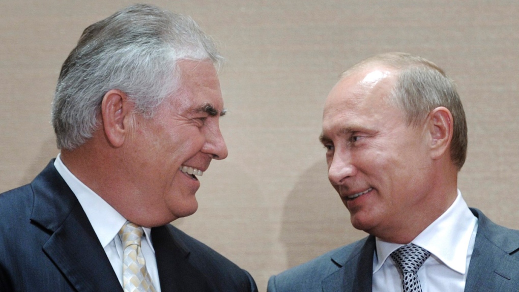 Vladimir Putin, right, and Rex Tillerson in Sochi