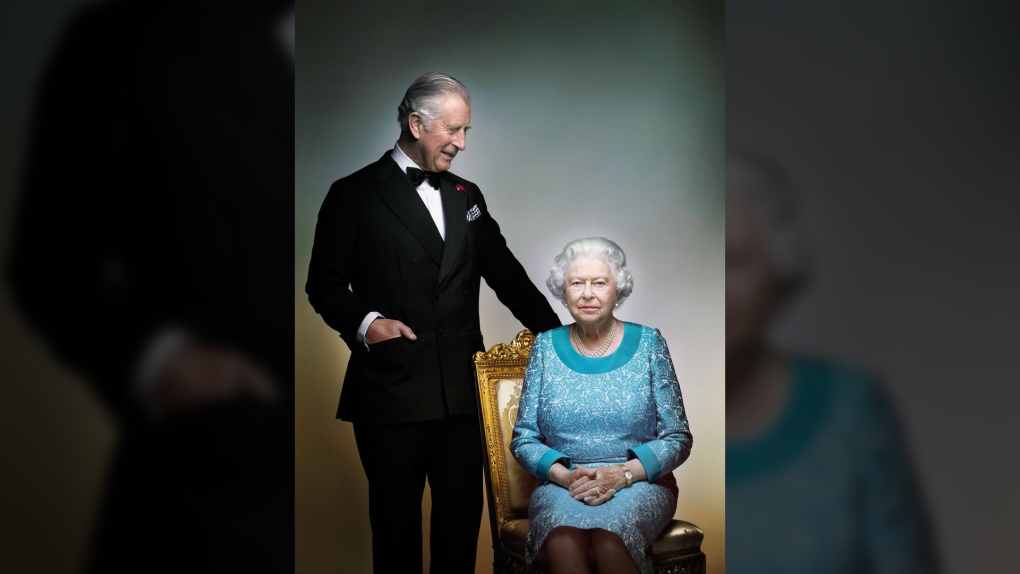 Queen Elizabeth II and Prince Charles portrait