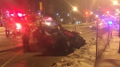 One person was rushed to hospital this morning after a crash near Bayview Avenue and Sheppard Avenue East. (Mike Nguyen/ CP24)