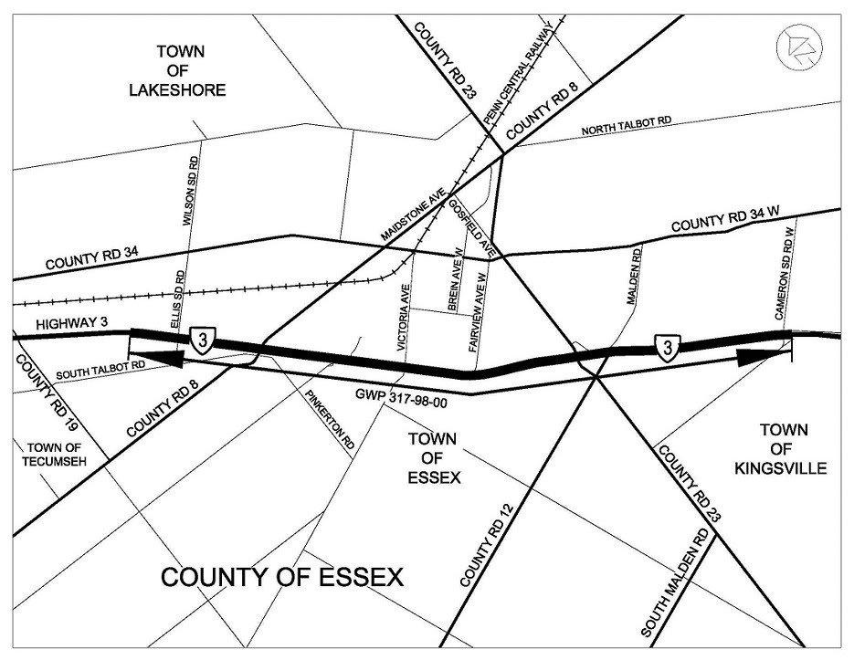 Diagram of next phase in expansion of Highway 3.