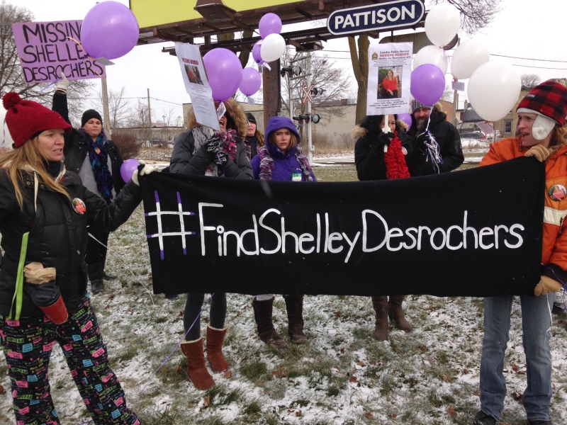 Friends of missing woman Shelley Joy Desrochers hold a rally and walk along Hamilton Road on Thursday, Jan. 5, 2017.
(Jim Knight / CTV London)