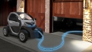 Renault's display at the 2017 CES includes an electroluminescent electric car charging cable. (Renault)