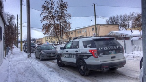 Several police vehicles could be seen in the 600 block of Herbert Avenue Monday afternoon. (Photo: Scott Sinclair/CTV Winnipeg)