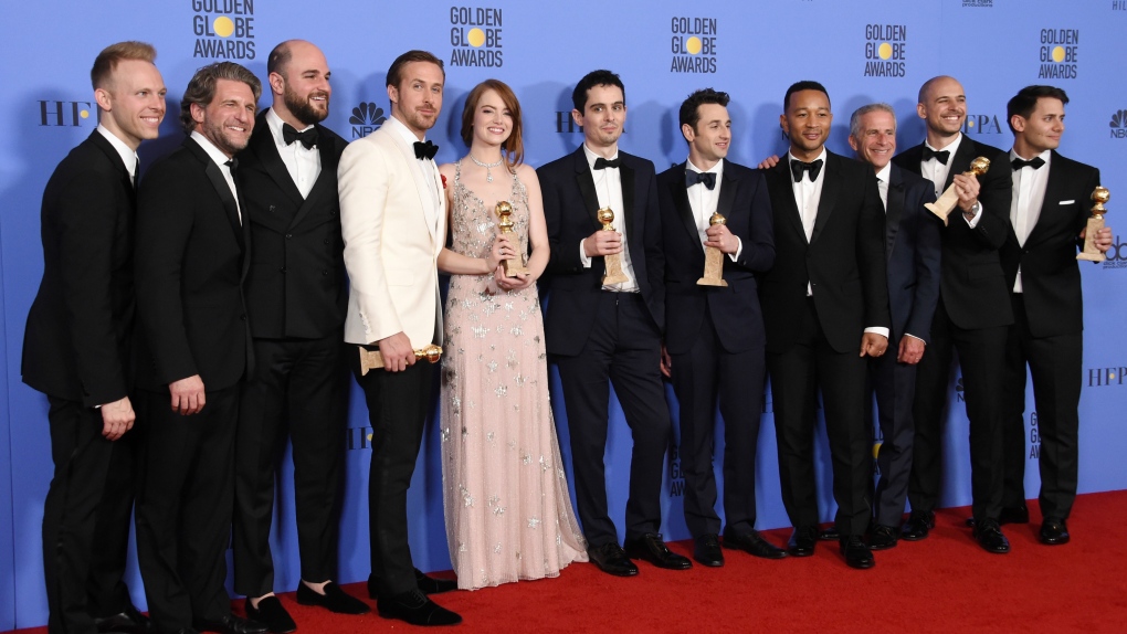 La La Land cast and crew at Golden Globes 