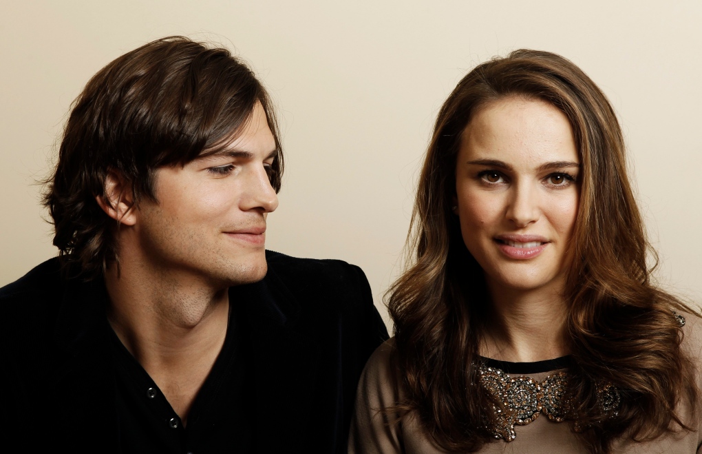 Ashton Kutcher, left, and actress Natalie Portman
