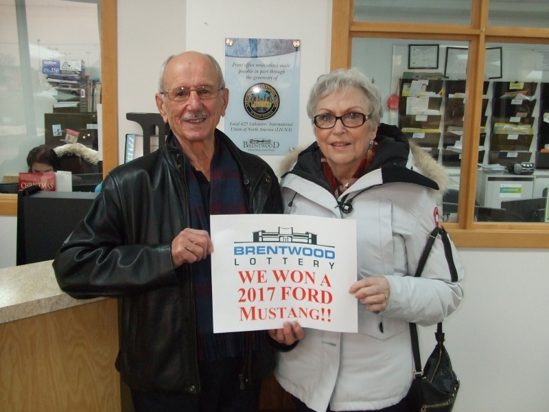 Louis and Lucille Cecillon won a new Ford Mustang. (Courtesy Brentwood Recovery Home)