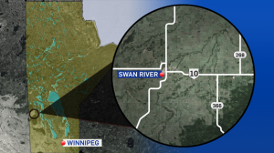 Swan River is pictured on this map from CTV News Winnipeg