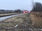 Police investigate after a train struck and killed a pedestrian in Windsor Ont. on Jan. 19, 2017. (Angelo Aversa/CTV)
