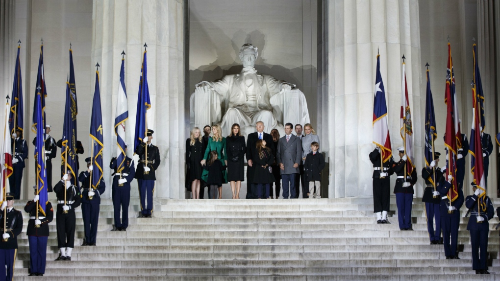 Trump stands with his family at Lincoln Memorial