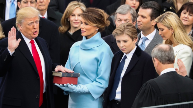 U.S. President Donald Trump is sworn in