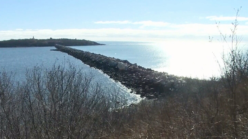 One of the locations is a breakwater that connects to Partridge Island.