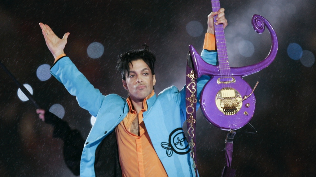 Prince performs during Super Bowl