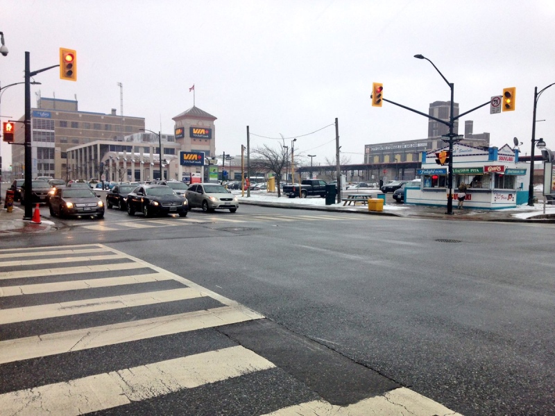 London Police have charged a pedestrian who was struck in the intersection of York and Richmond Street on Friday, Jan. 27, 2017. 
(Natalie Quinlan / CTV London)