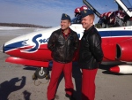 The Snowbirds were in Barrie, Ont. for an announcement about show to celebrate Canada's 150th birthday. (K.C. Colby/ CTV Barrie)