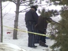 Investigators check out the scene of the fatal accident at Blue Mountain ski resort on Thursday, March 5, 2009.