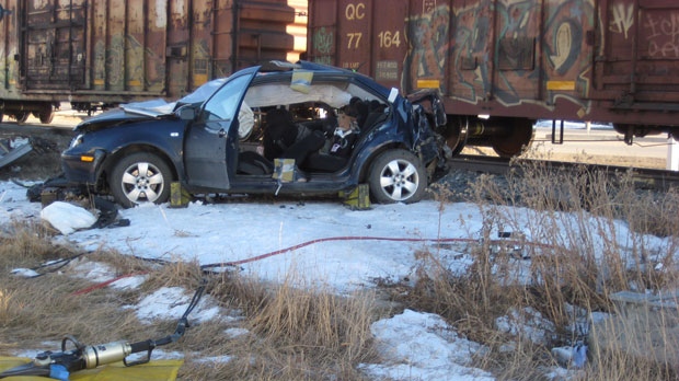 Coaldale - crash involving car and train