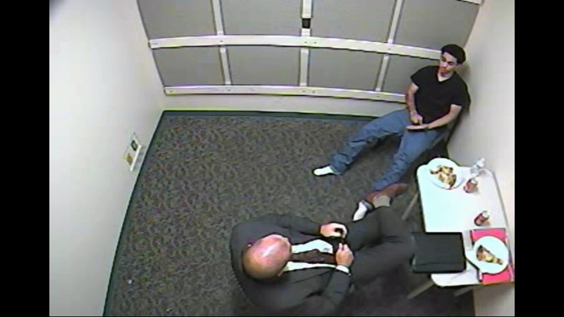 A scene from the Ottawa Police interrogation of Devontay Hackett following the 2014 stabbing death of Brandon Volpi.