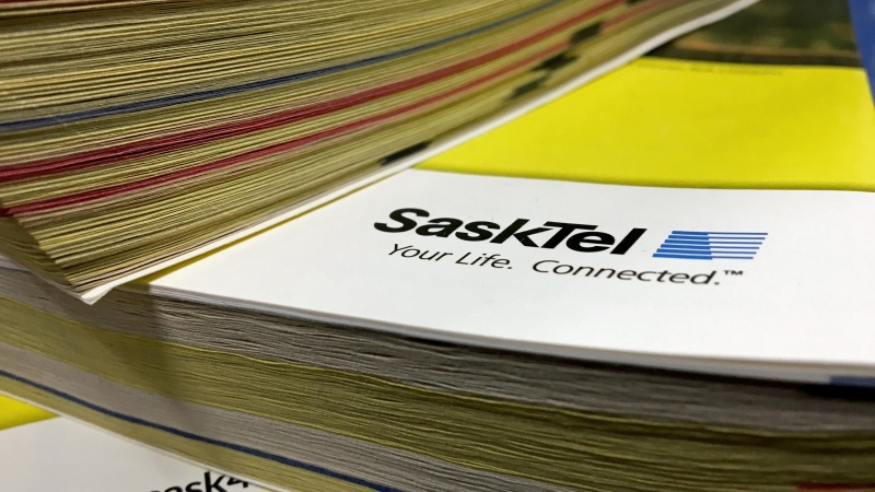 SaskTel phone books sit stacked in this CTV file photo. (Kevin Menz/CTV Saskatoon)