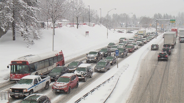 Snowy commute and traffic gridlock in the capital.