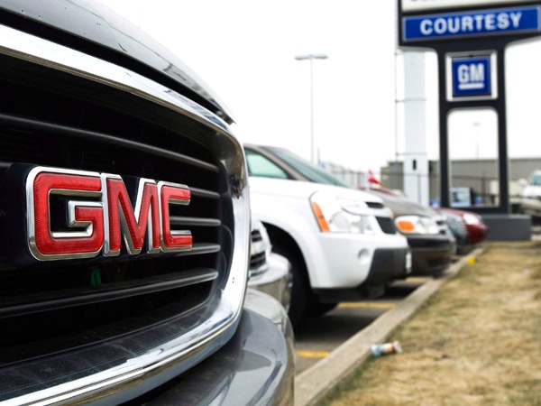 The front grill of a GMC truck is shown at a General Motors dealership in Toronto on Thursday, March 5, 2009. (Nathan Denette / THE CANADIAN PRESS)