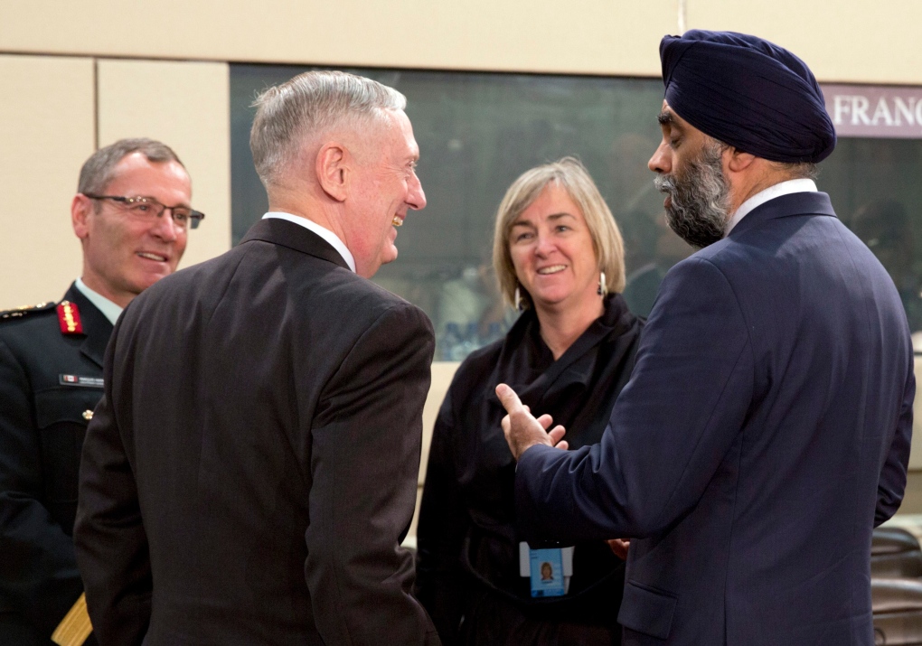 Harjit Sajjan with James Mattis at NATO
