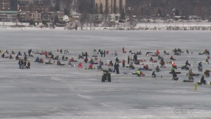 More than seven hundred people ice fish on Lake Simcoe for annual tournament on Feb 18, 2017
