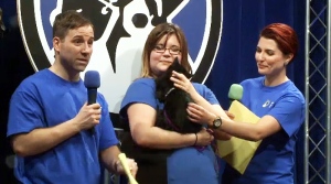 Lee Jones and Kahla Buchanan at the 2017 Regina Humane Society telethon.