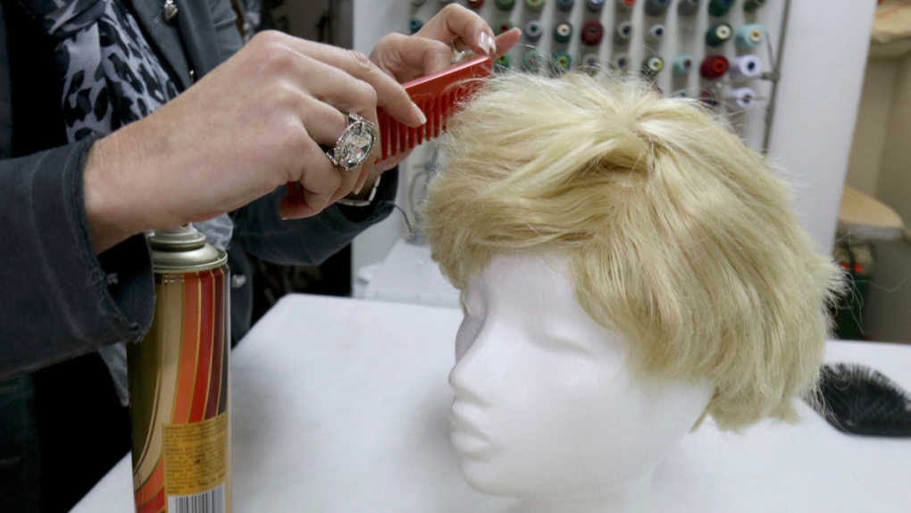 Fashioning normal blond hairpieces into Trump wigs