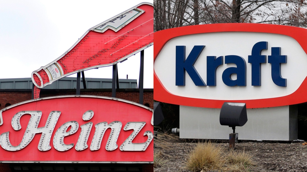 A Heinz ketchup sign and the Kraft logo