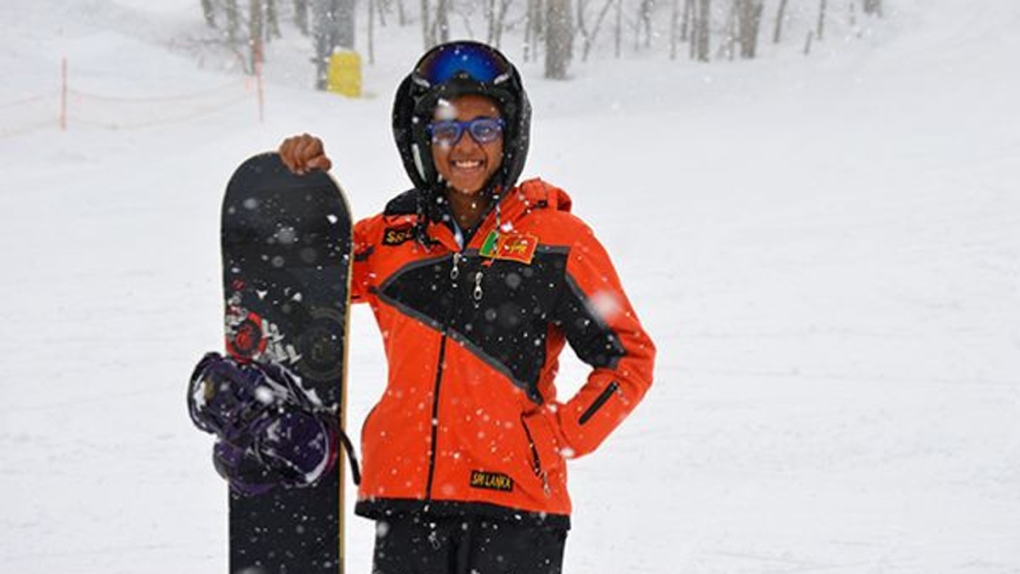 Azquiya Usuph with her snowboard
