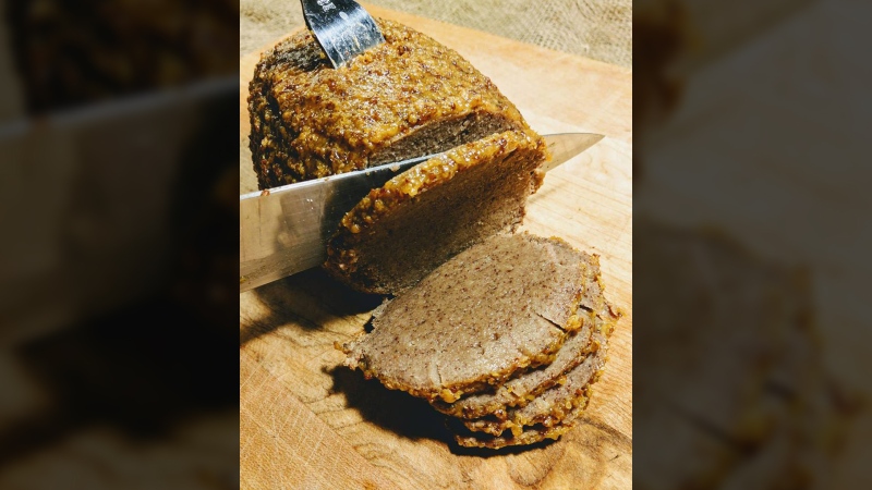 The Very Good Butcher Shop carves up a maple and mustard-glazed roast 'beast' made from plant-based proteins. Jan. 2016. (Facebook)