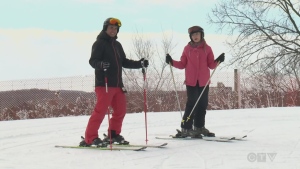 Learning how to stop safely on skis