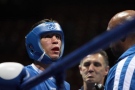 Adam Trupish at the 2008 Olympic Games against Kazakhstan's Bakhyt Sarsekbayev in Beijing. 
(Photo by Jacques DemarthonAFP/Getty Images)
