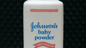 In this April 15, 2011 file photo, a bottle of Johnson's baby powder is displayed in San Francisco. (AP / Jeff Chiu, File)