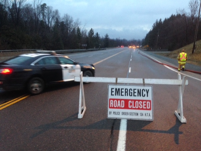 Police are on the scene of a fuel spill in Caledon this morning. (Cam Woolley/ CP24)