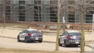 Waterloo Regional Police cruisers are seen at St. Benedict Catholic Secondary School in Cambridge on Friday, March 10, 2017.
