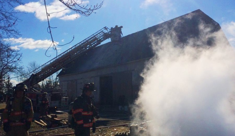 No injuries or major damage were reported in a barn fire in Essex on Saturday, March 11, 2017.
(courtesy: Essex Fire and Rescue via Twitter)