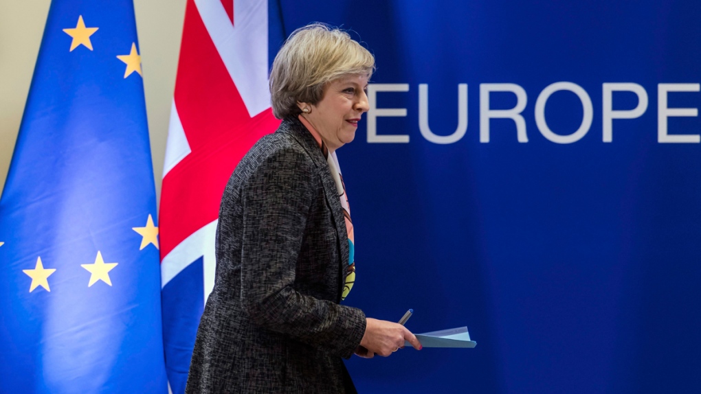 British PM Theresa May at an EU summit in Brussels