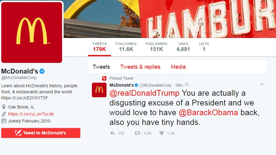 McDonald's Trump tweet