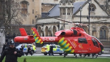 Air Ambulance outside U.K. Parliament