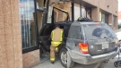 A vehicle crashed into the storefront of Long & McQuade on Arrow Road in Guelph on Wednesday, March 29, 2017.
