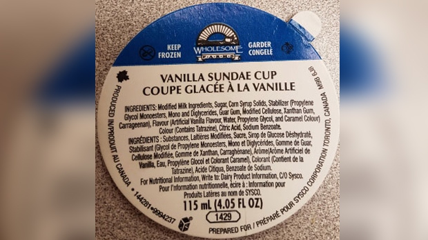 Wholesome Farms' Vanilla Sundae Cups recalled 