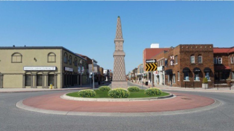 A perspective sketch of a memorial clock planned for Erie Street in Windsor, Ont. (Courtesy Erie Street BIA)