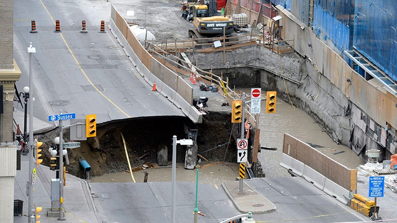 Sinkhole on Rideau Street Ottawa