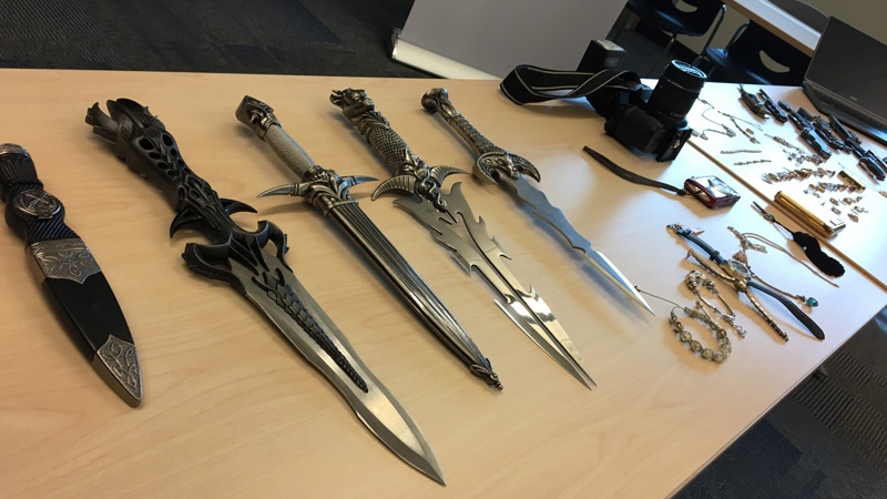 EPS display some of the stolen items officers managed to return to their rightful owner, after a neighbour reported a break and enter in southeast Edmonton Wednesday, April 5, 2017.